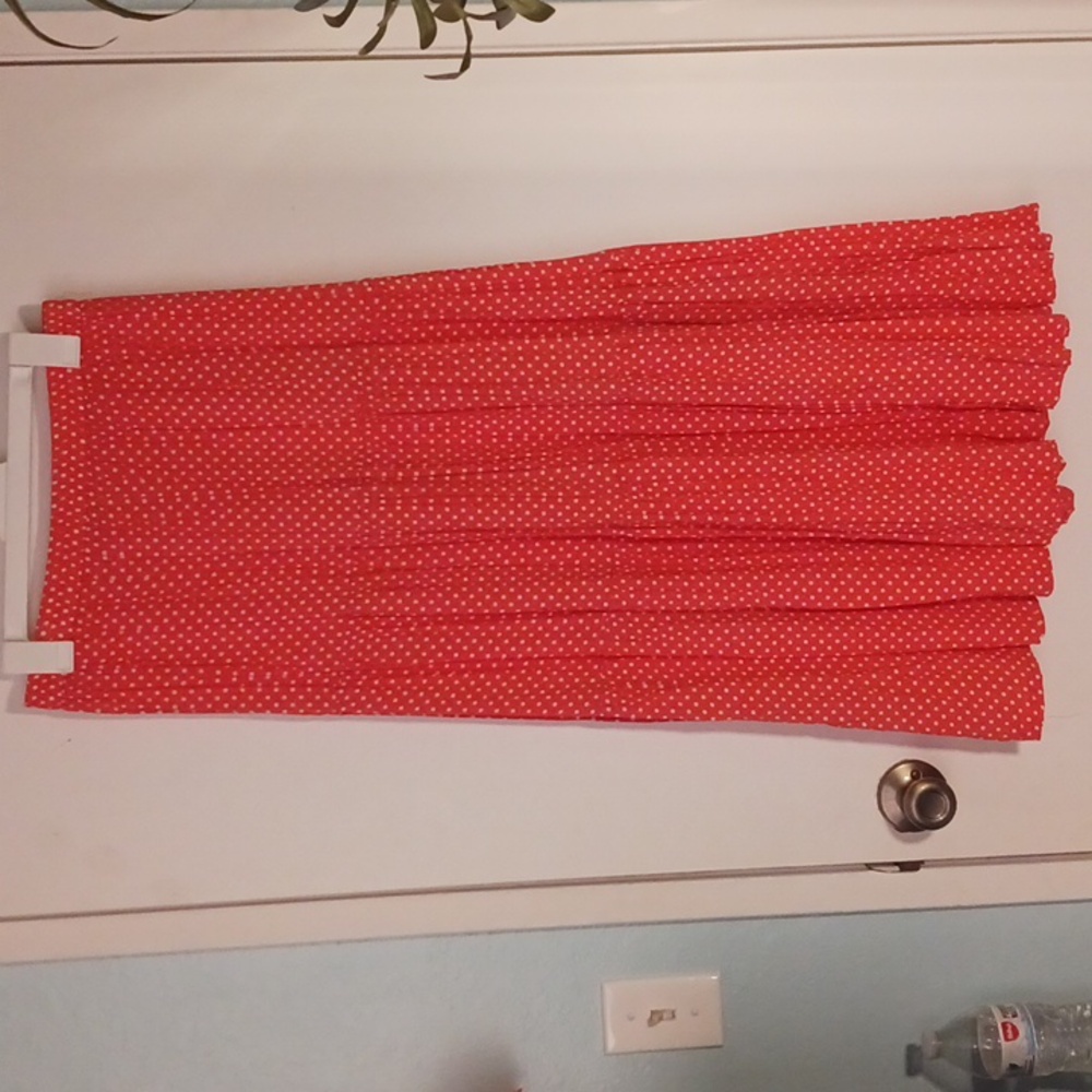 Orange with White PinDot Polka Dot Maxi Skirt